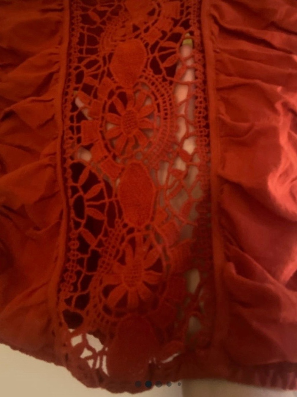 Free People Rust Crochet Lace Ruffle Top - Picture 2 of 5
